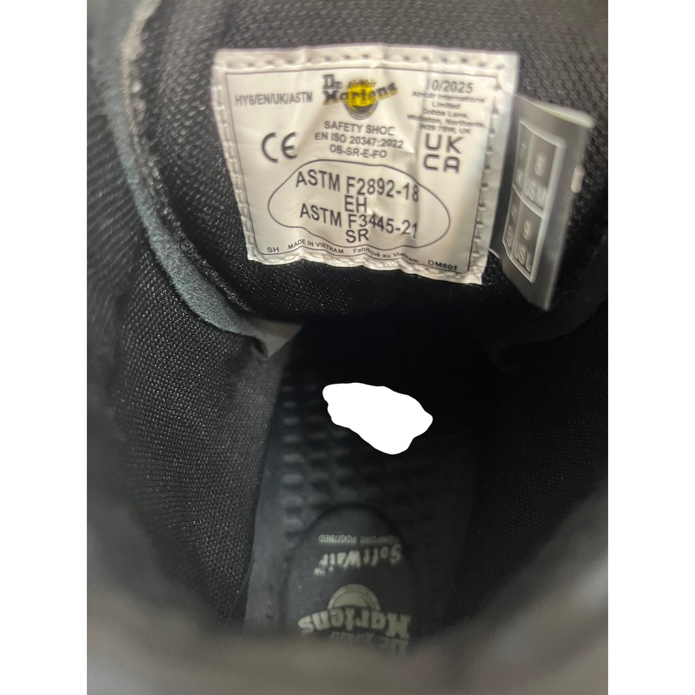 Dr. Martens Ambury Black Leather Work Boots Slip Resistant EH Safety Mens 8 L338 - Picture 6 of 9